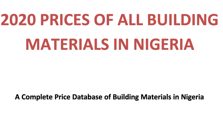 2020 Prices Of All Building Materials in Nigeria