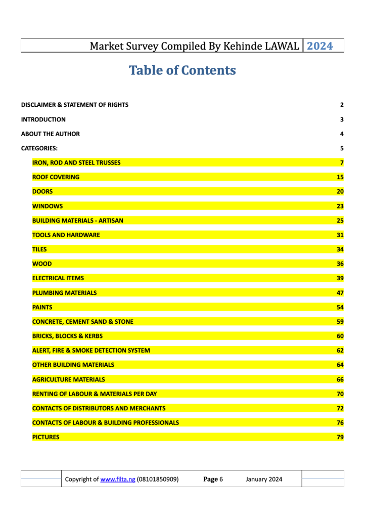 2024 Prices of Building Materials in Nigeria