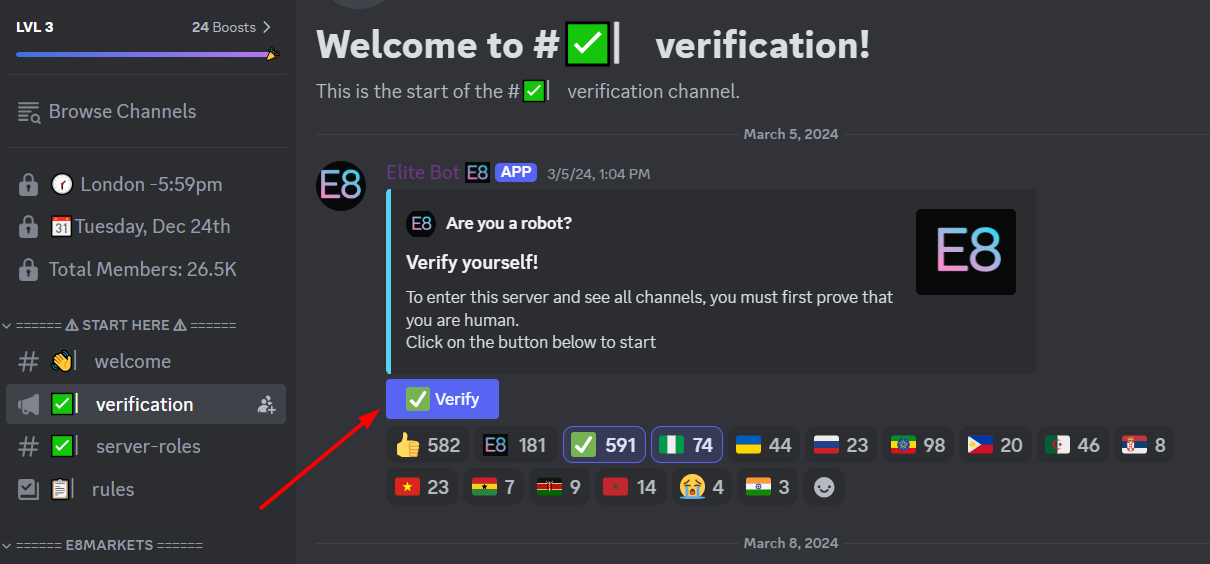 Join E8 Market Discord & Verify it