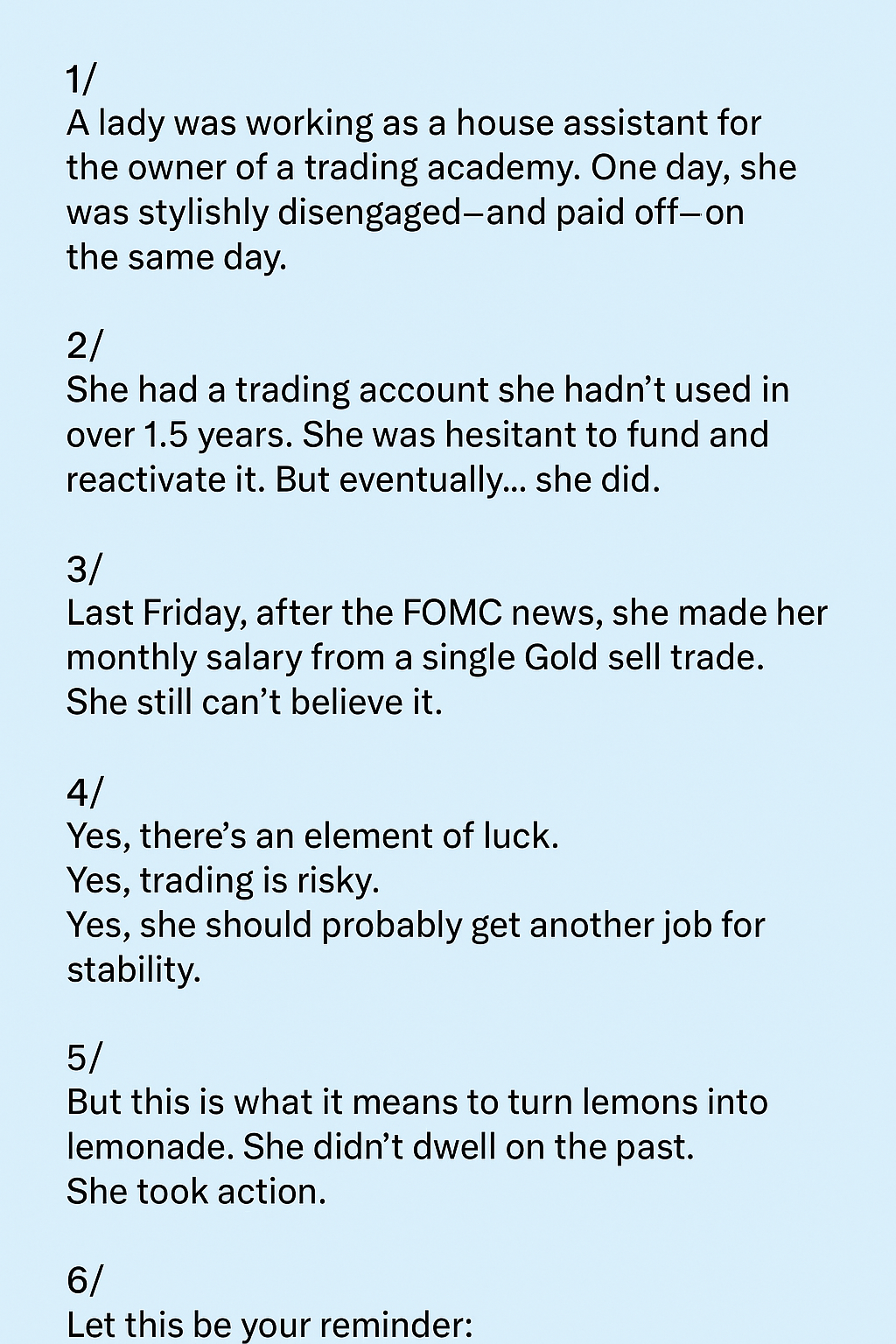 A Woman Lost Her Job —Then Made Her Monthly Salary in a Single Gold Trade